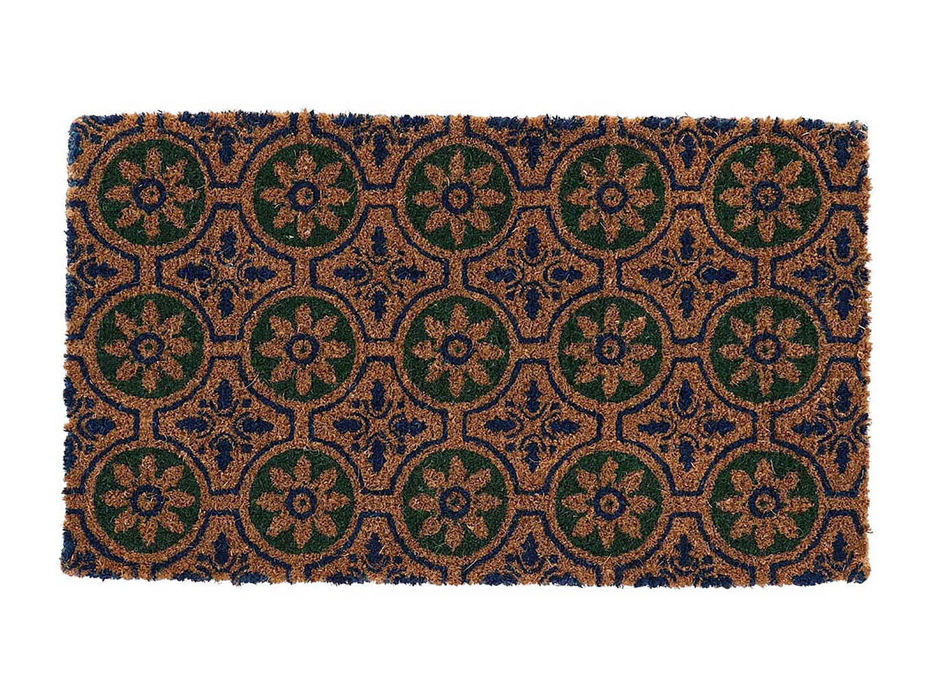 Paillasson en fibres de coco à motifs 75 x 45 cm Fleurs