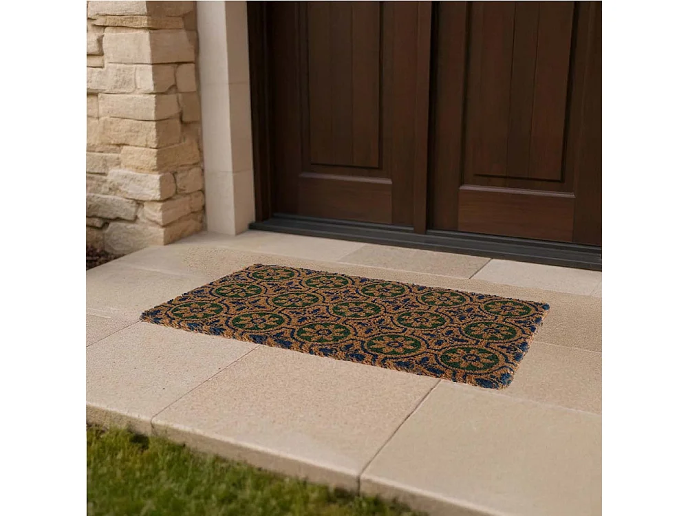 Paillasson en fibres de coco à motifs 75 x 45 cm Fleurs