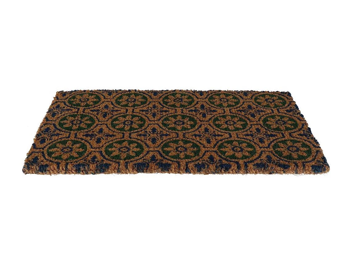 Paillasson en fibres de coco à motifs 75 x 45 cm Fleurs