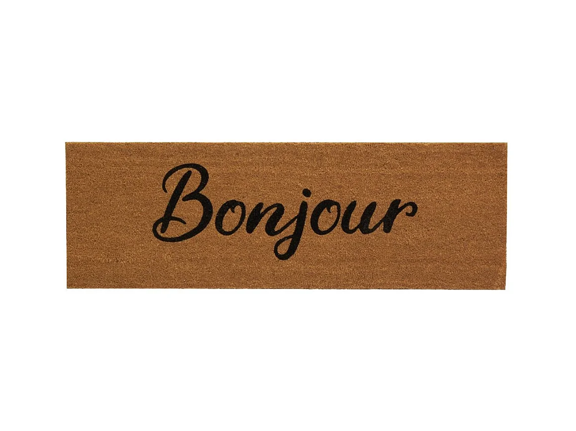 Paillasson grande taille en coco 120 x 40 cm Bonjour