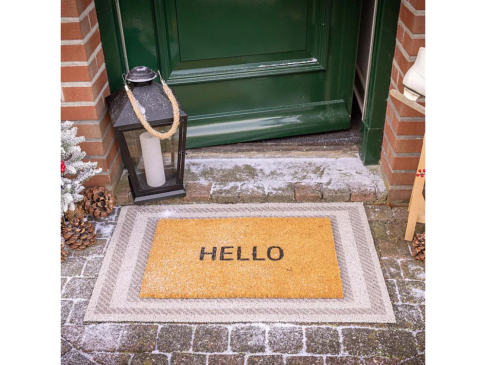Paillasson en coco et PVC 60 x 40 cm Hello