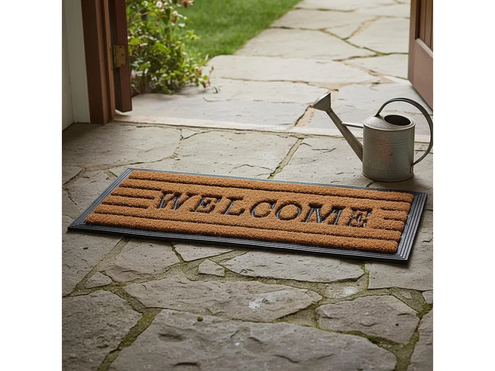 Tapis en fibres de coco inscription Welcome