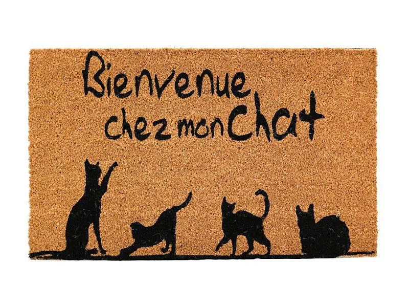 Paillasson coco intérieur extérieur 75 x 45 cm Bienvenue chez mon chat