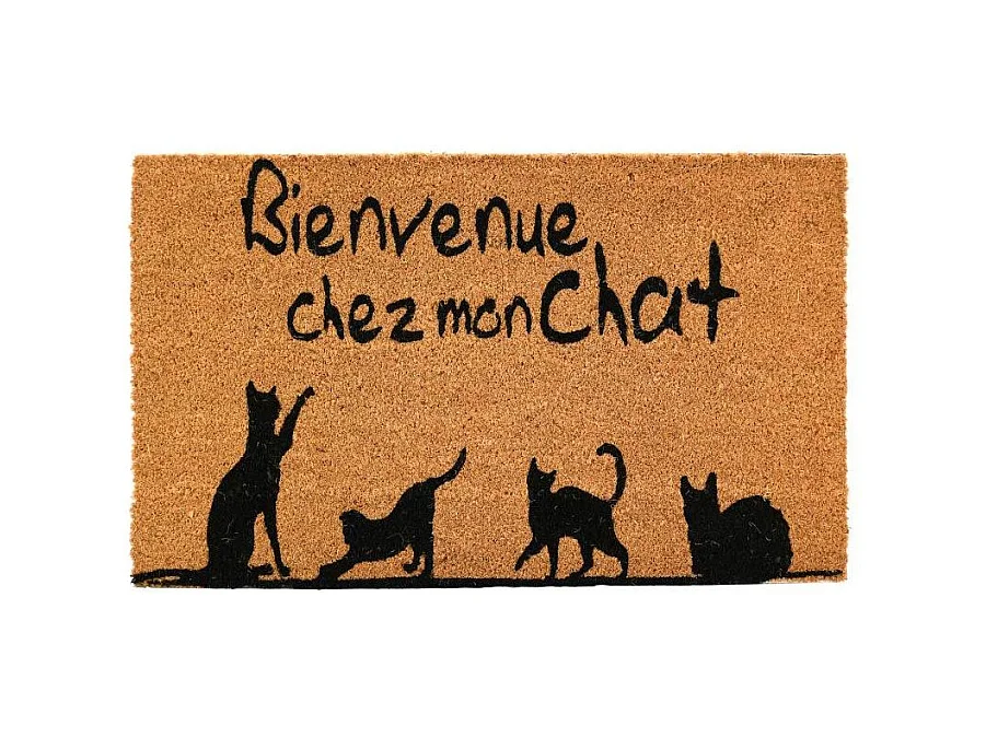 Paillasson coco intérieur extérieur 75 x 45 cm Bienvenue chez mon chat