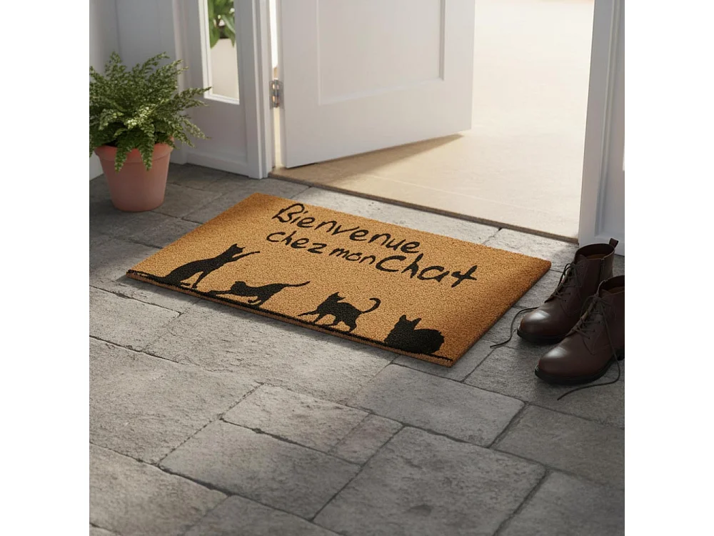Paillasson coco intérieur extérieur 75 x 45 cm Bienvenue chez mon chat