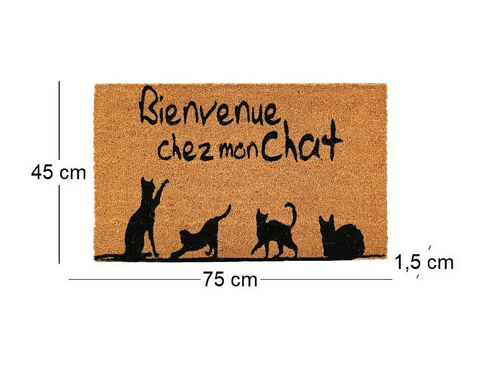 Paillasson coco intérieur extérieur 75 x 45 cm Bienvenue chez mon chat