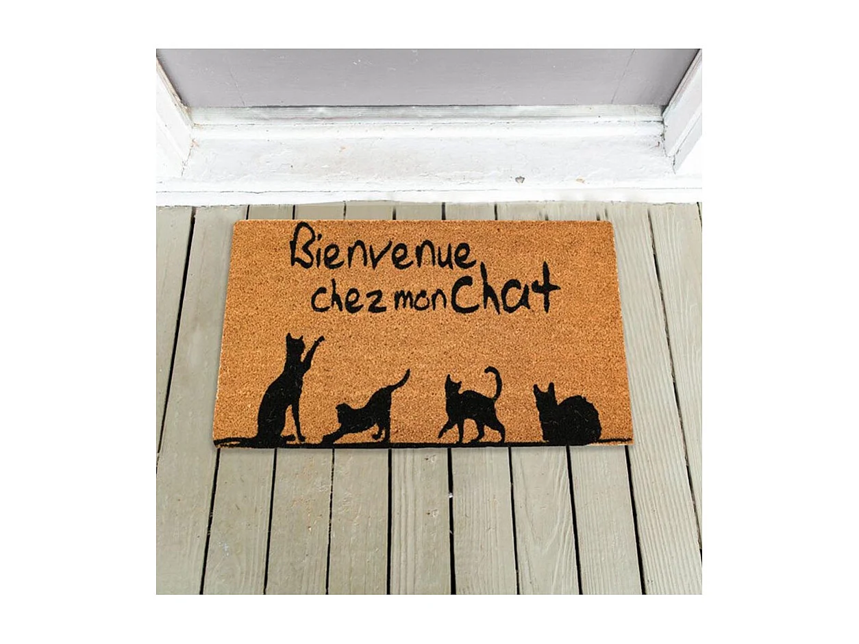 Paillasson coco intérieur extérieur 75 x 45 cm Bienvenue chez mon chat