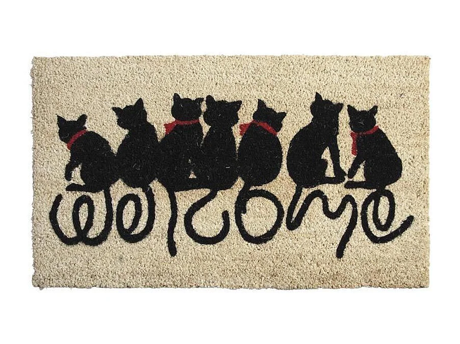 Paillasson en coco avec inscriptions 75 x 45 cm Chats welcome
