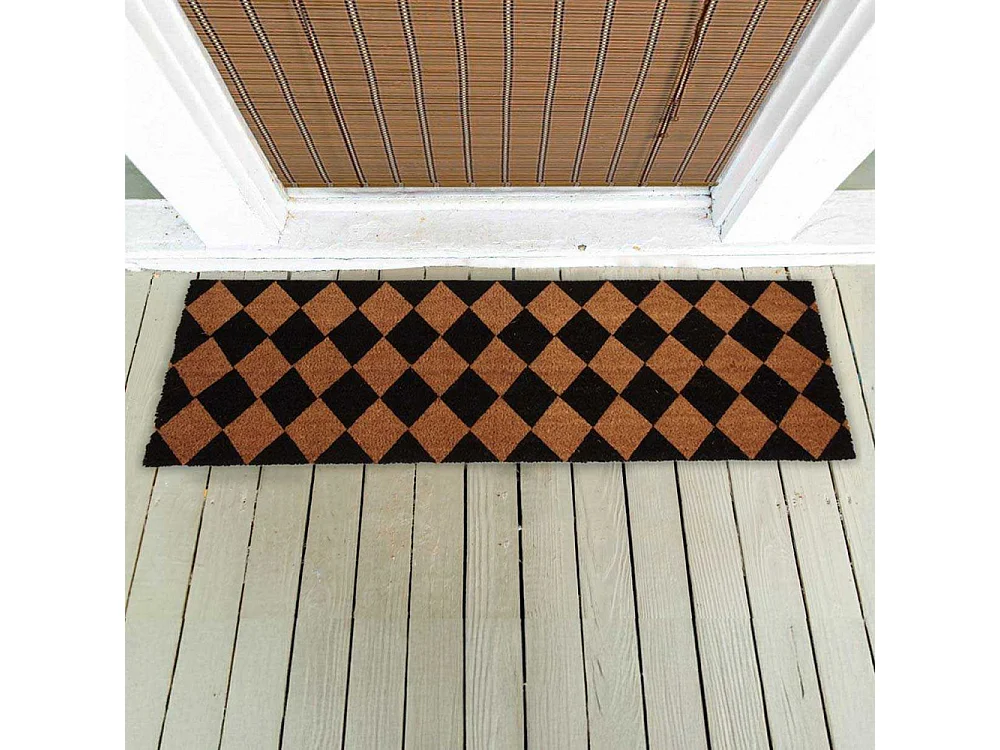 Paillasson grande taille en coco 120 x 40 cm Damier