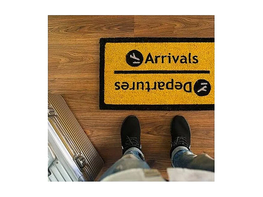 Paillasson déco en fibres de coco 70 x 40 cm Arrivals / departures