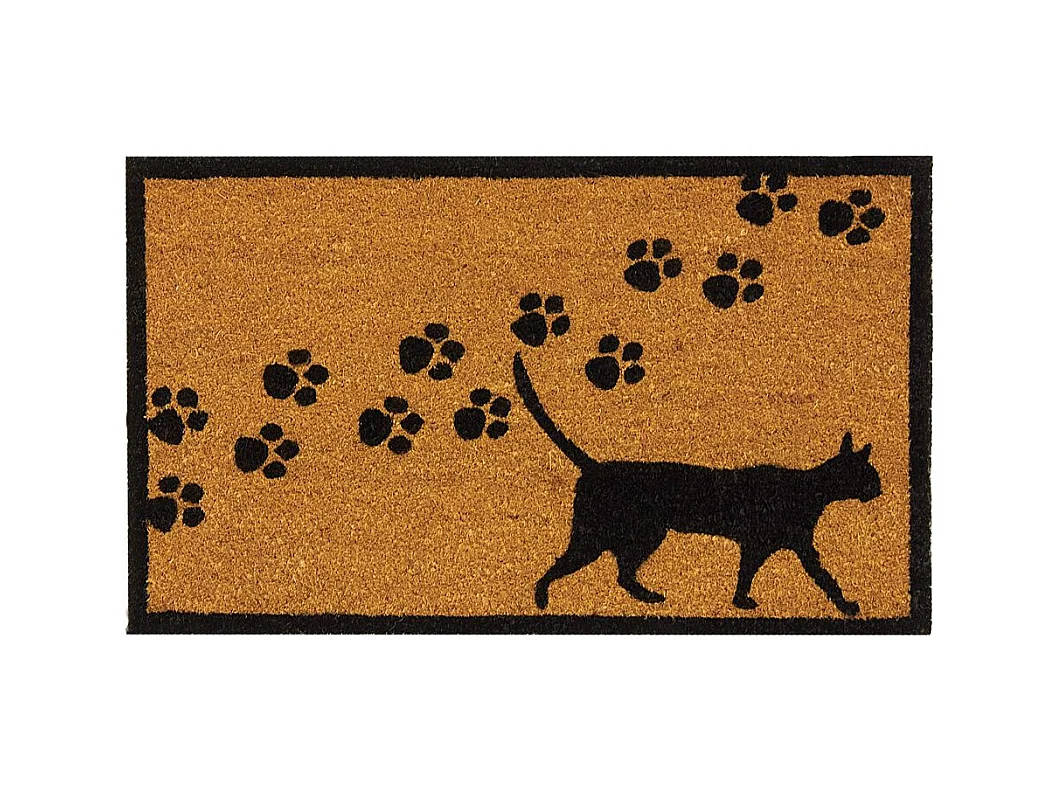 Paillasson coco intérieur extérieur 75 x 45 cm Empreintes de chat