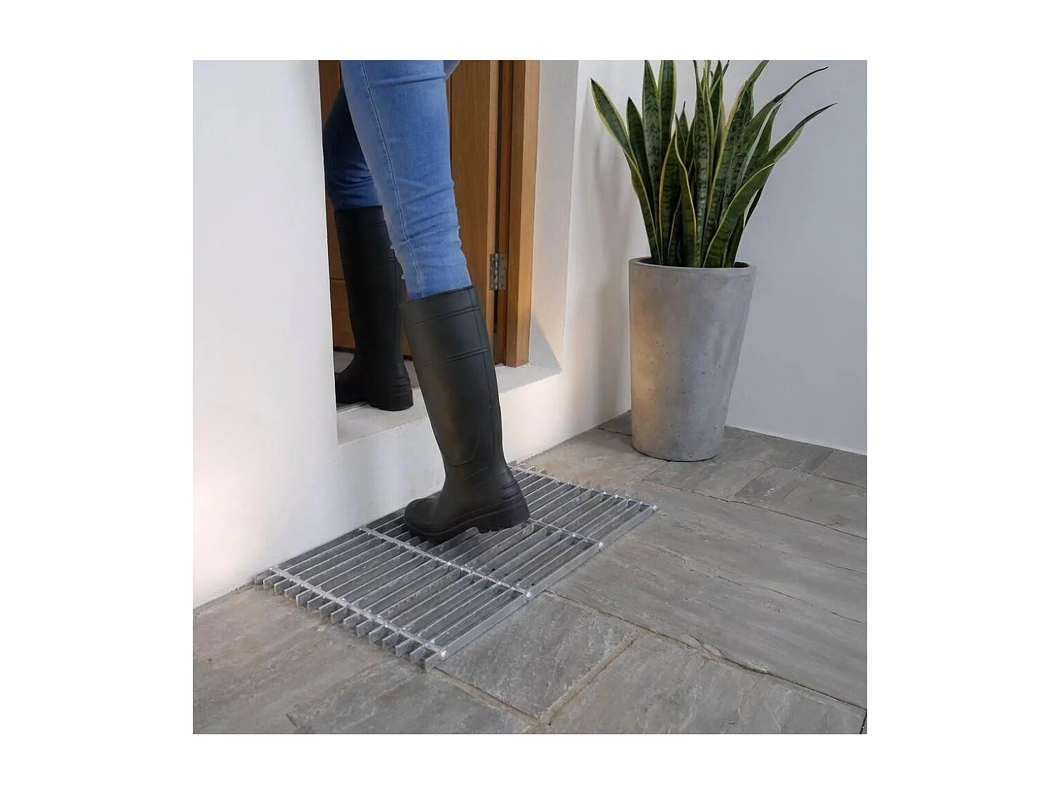 Grille gratte pieds en acier galvanisé 60 x 30 cm