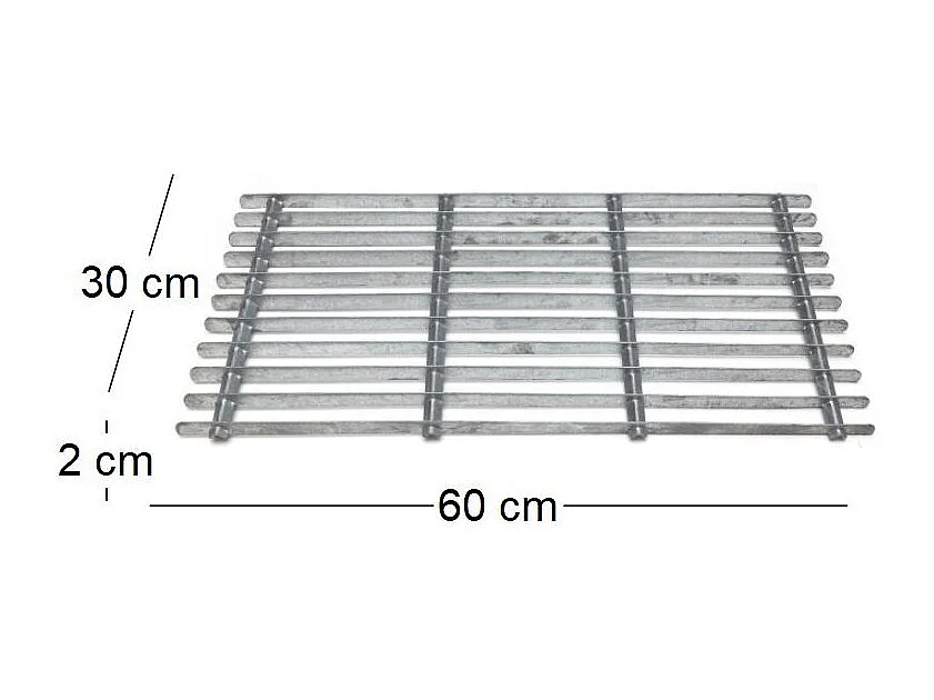 Grille gratte pieds en acier galvanisé 60 x 30 cm