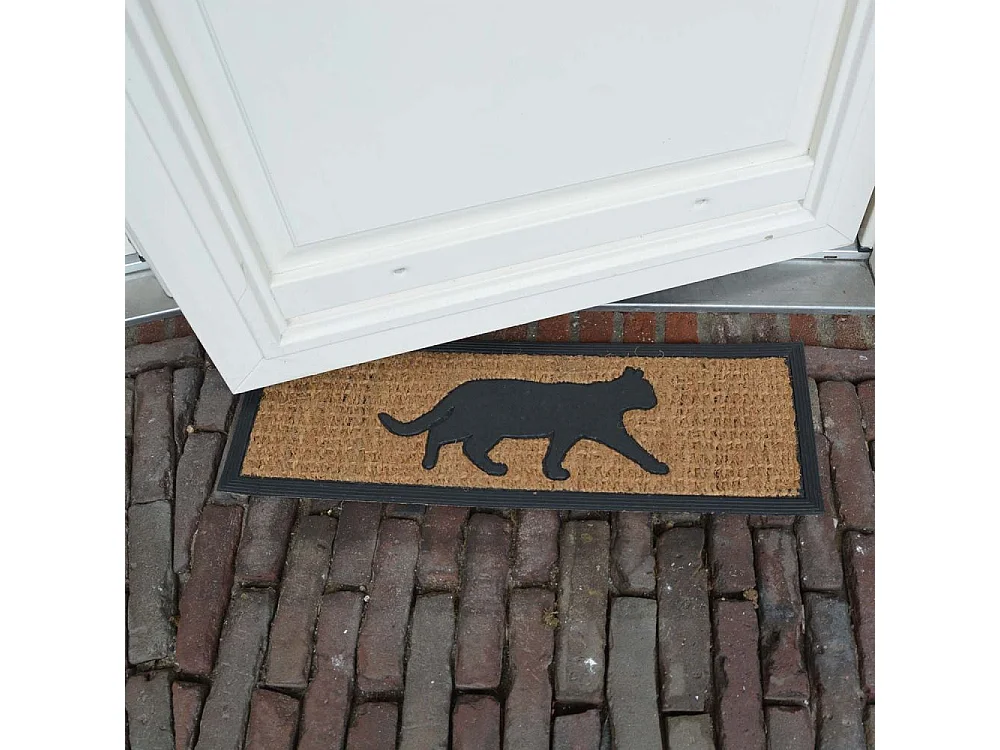 Tapis paillasson en coco 75 x 25 cm Chat