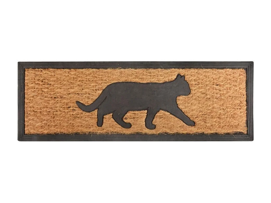 Tapis paillasson en coco 75 x 25 cm Chat