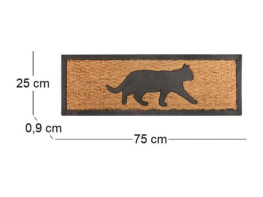 Tapis paillasson en coco 75 x 25 cm Chat