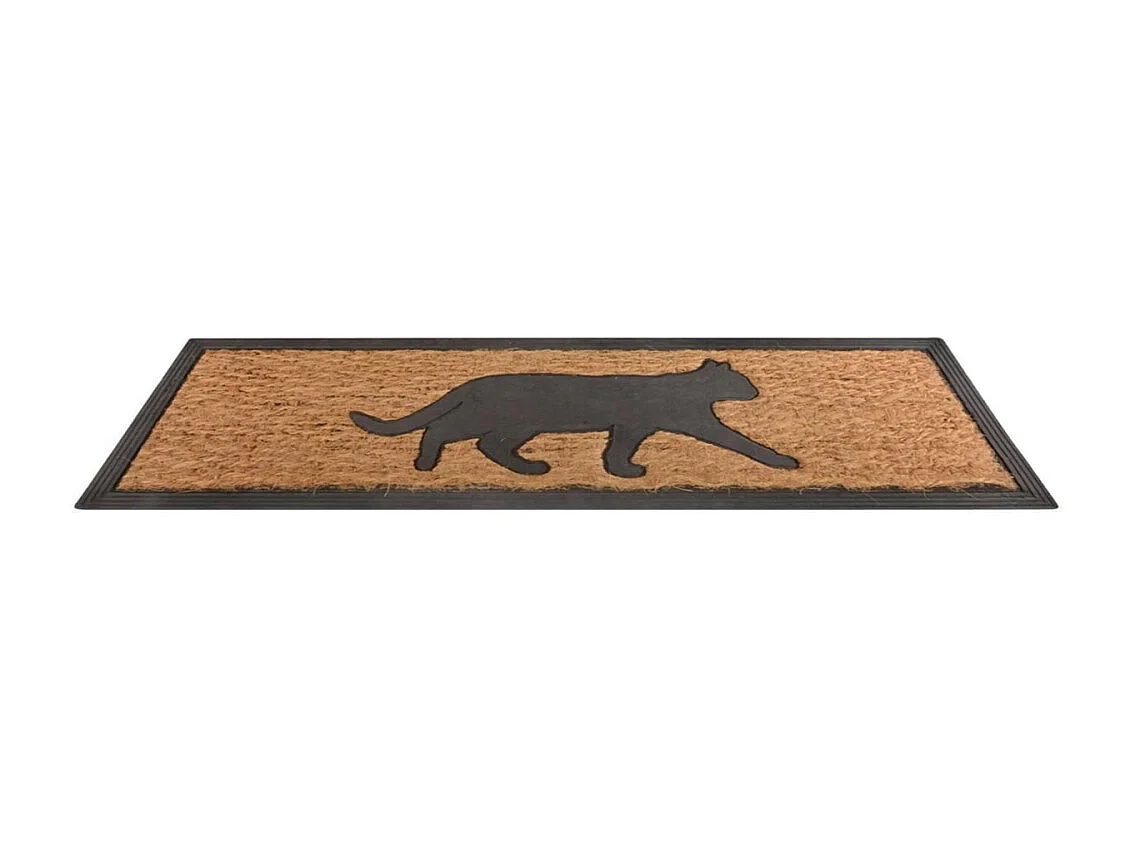 Tapis paillasson en coco 75 x 25 cm Chat