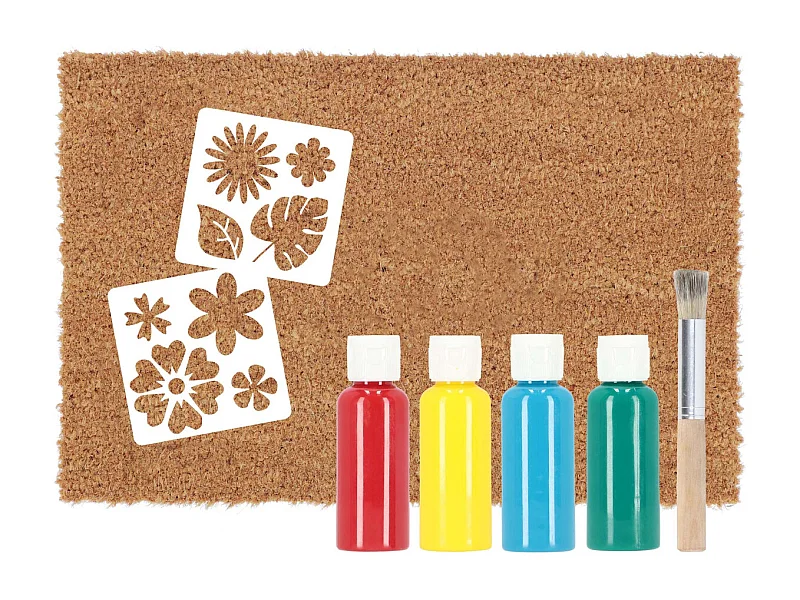 Paillasson en fibres de coco à personnaliser DIY Fleurs