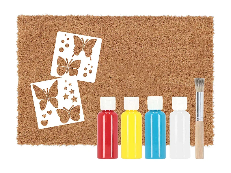 Paillasson en fibres de coco à personnaliser DIY Papillons