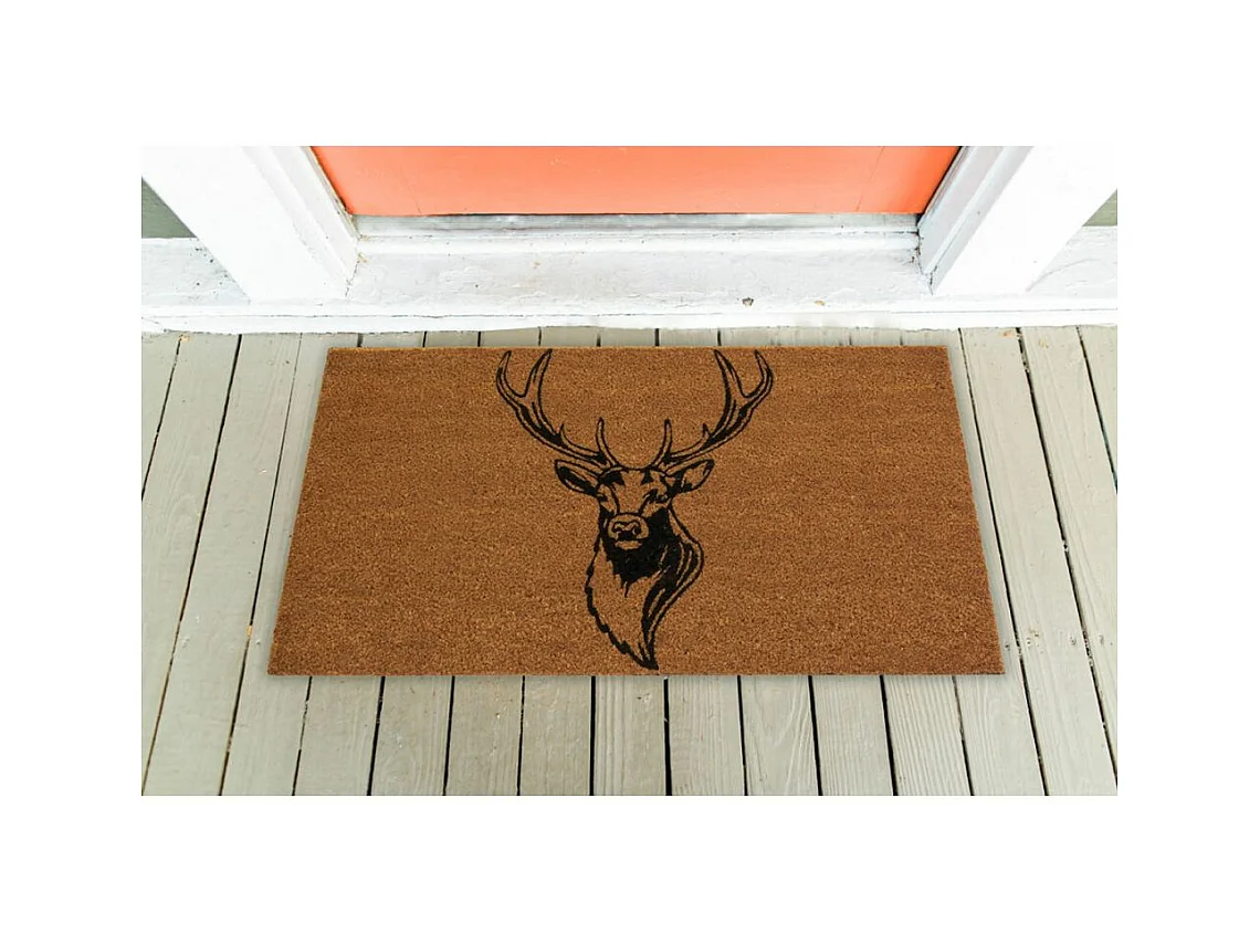 Paillasson coco intérieur extérieur 75 x 45 cm Tête de cerf contours
