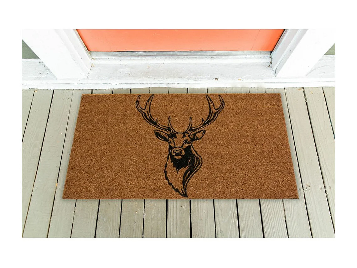 Paillasson coco intérieur extérieur 75 x 45 cm Tête de cerf contours