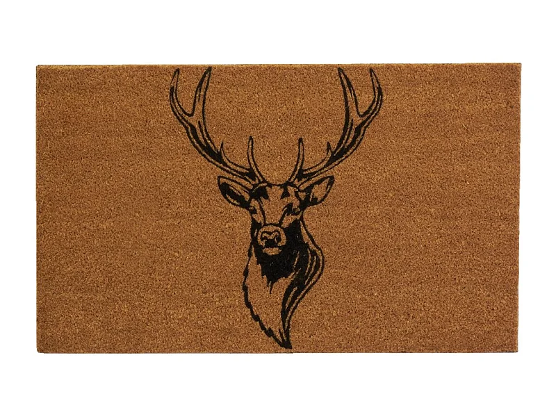 Paillasson coco intérieur extérieur 75 x 45 cm Tête de cerf contours