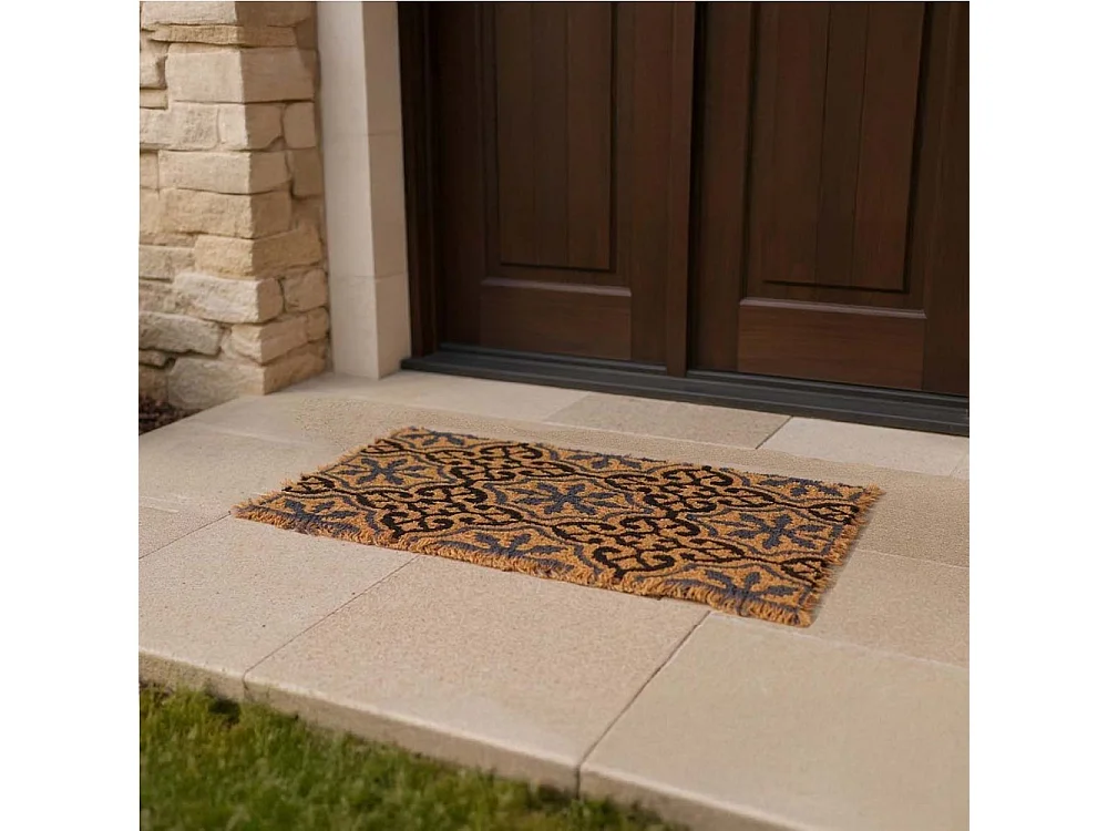 Paillasson en fibres de coco à motifs 75 x 45 cm Rosettes