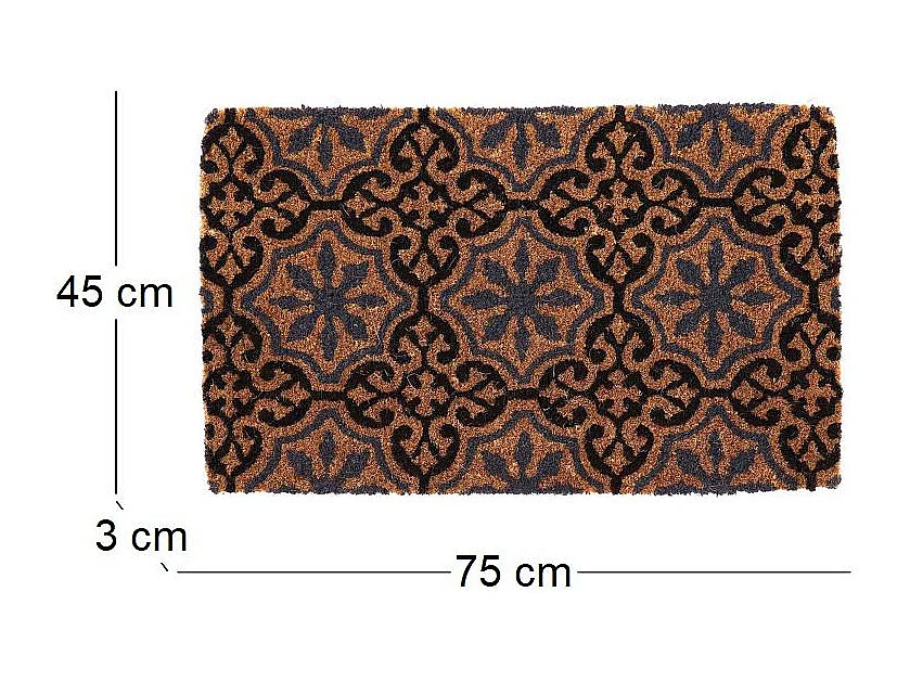 Paillasson en fibres de coco à motifs 75 x 45 cm Rosettes