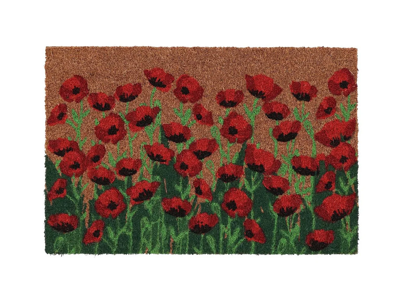 Paillasson en coco et PVC 60 x 40 cm Coquelicots