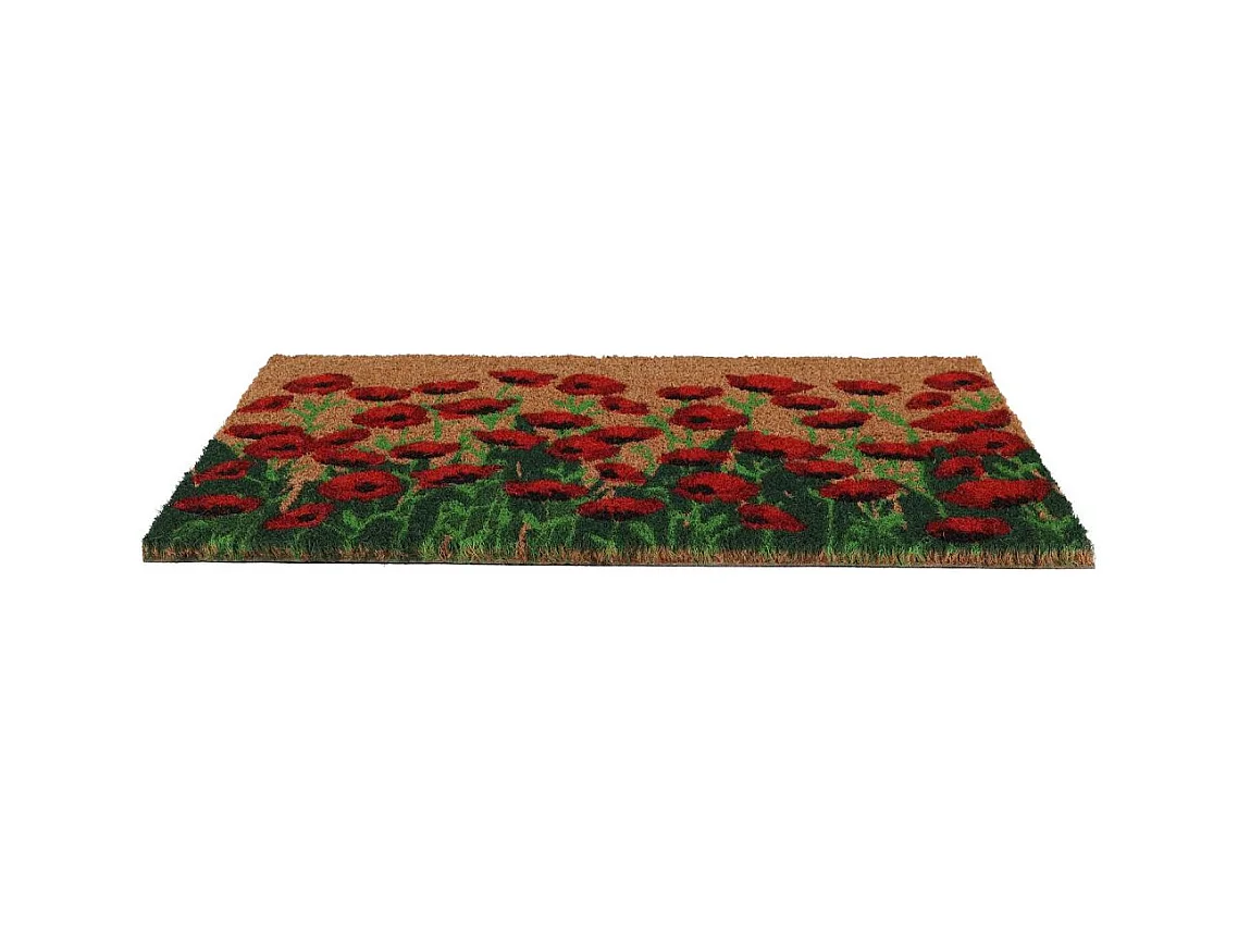 Paillasson en coco et PVC 60 x 40 cm Coquelicots