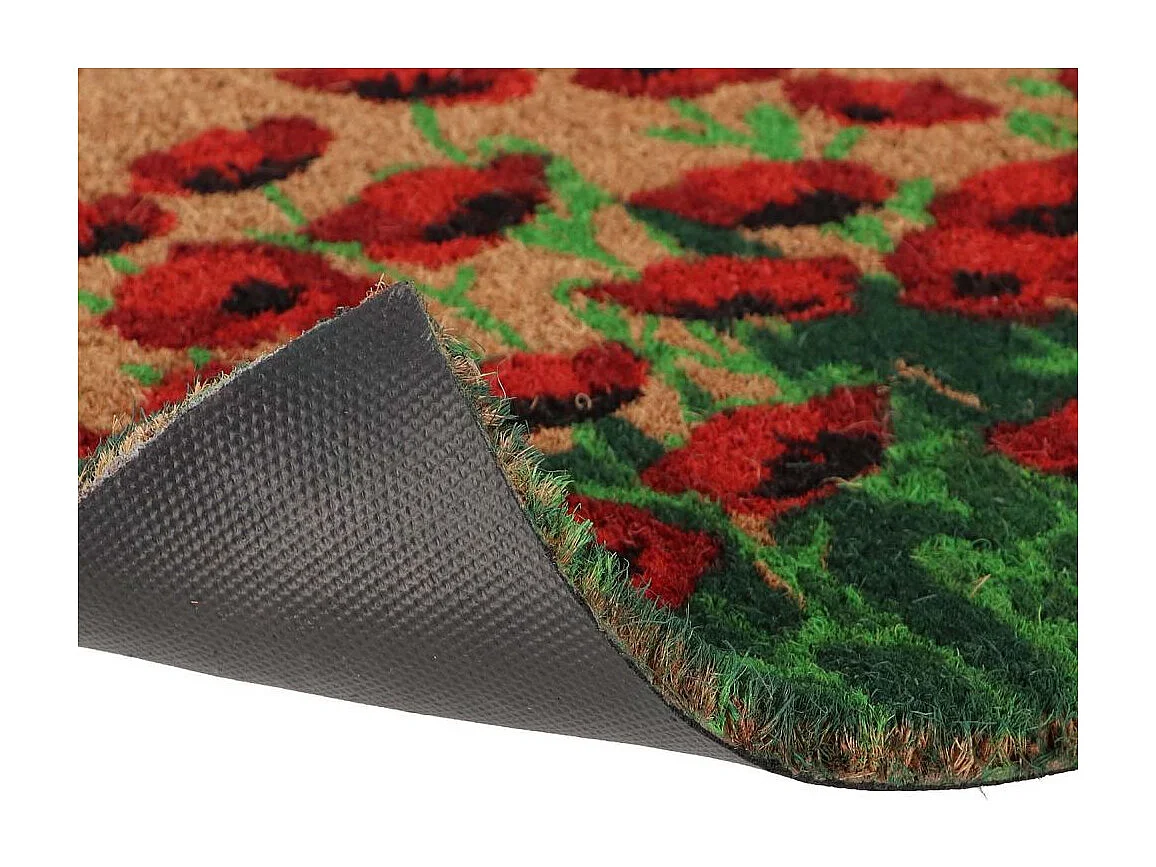 Paillasson en coco et PVC 60 x 40 cm Coquelicots