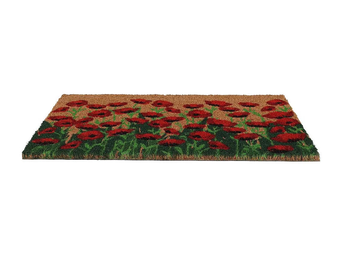 Paillasson en coco et PVC 60 x 40 cm Coquelicots