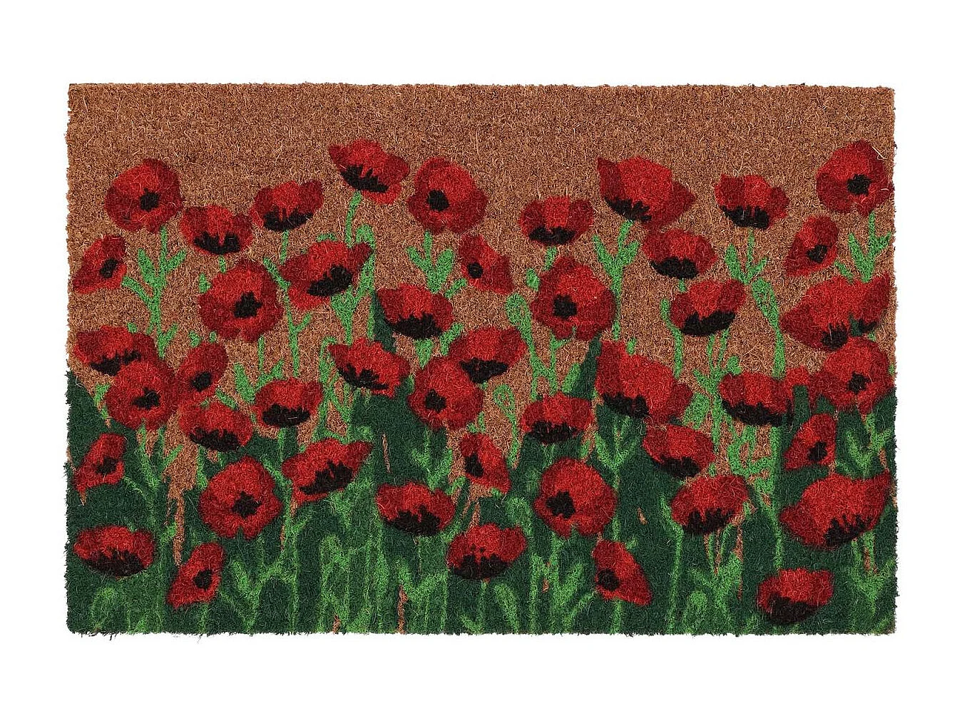 Paillasson en coco et PVC 60 x 40 cm Coquelicots