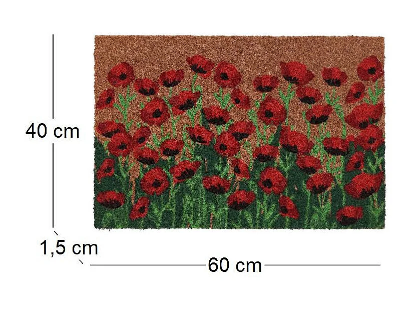 Paillasson en coco et PVC 60 x 40 cm Coquelicots