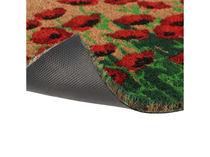 Paillasson en coco et PVC 60 x 40 cm Coquelicots