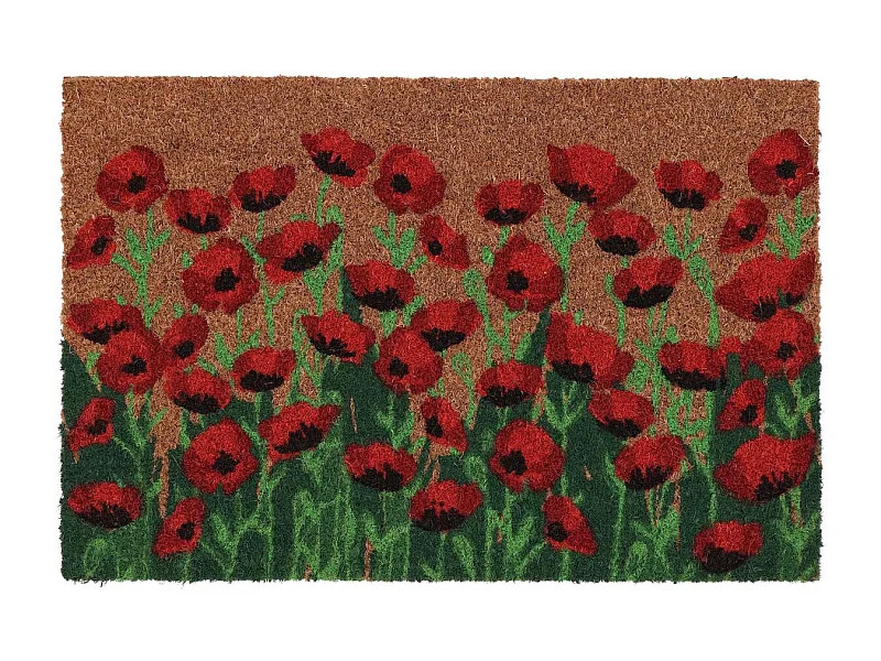 Paillasson en coco et PVC 60 x 40 cm Coquelicots