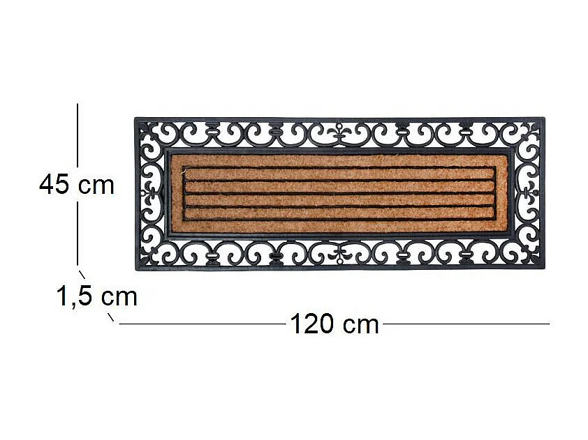 Paillasson en caoutchouc et coco 120 x 45 cm
