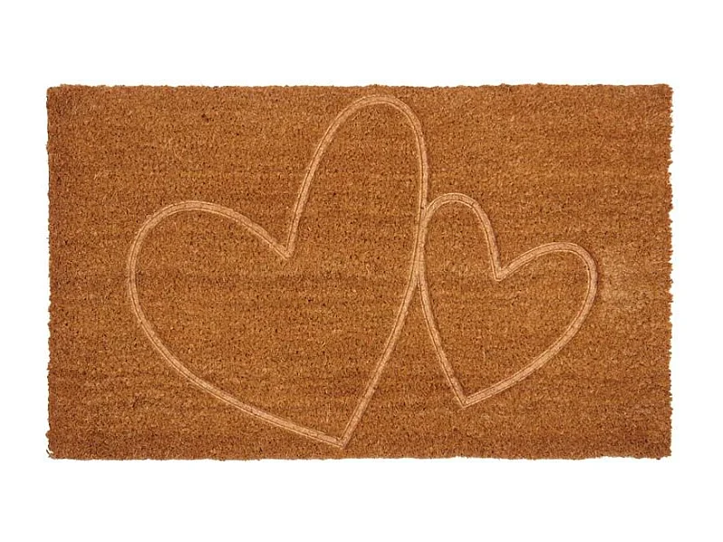 Paillasson coco intérieur extérieur 75 x 45 cm Coeurs thermocompressé
