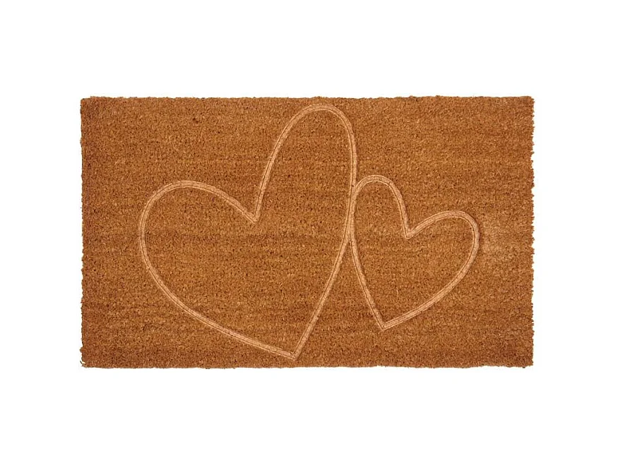 Paillasson coco intérieur extérieur 75 x 45 cm Coeurs thermocompressé