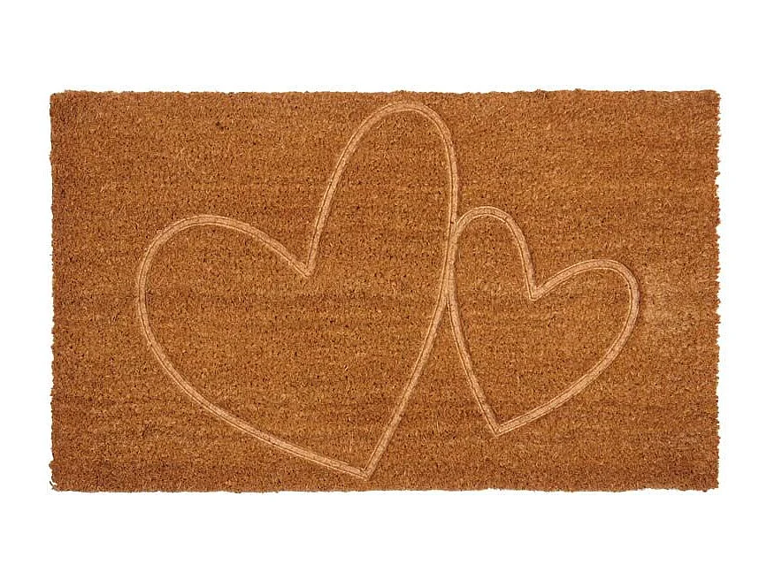Paillasson coco intérieur extérieur 75 x 45 cm Coeurs thermocompressé