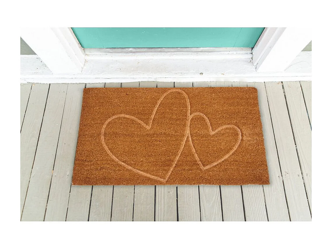Paillasson coco intérieur extérieur 75 x 45 cm Coeurs thermocompressé