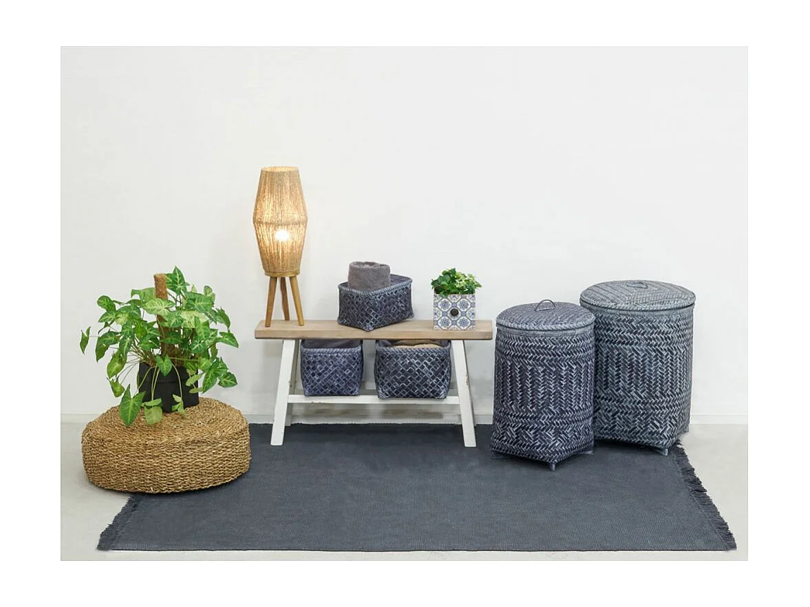 2 paniers à linge + 3 corbeilles en palmier (Lot de 5)