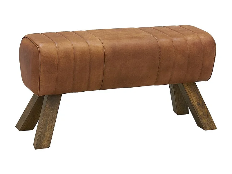 Tabouret en cuir et bois