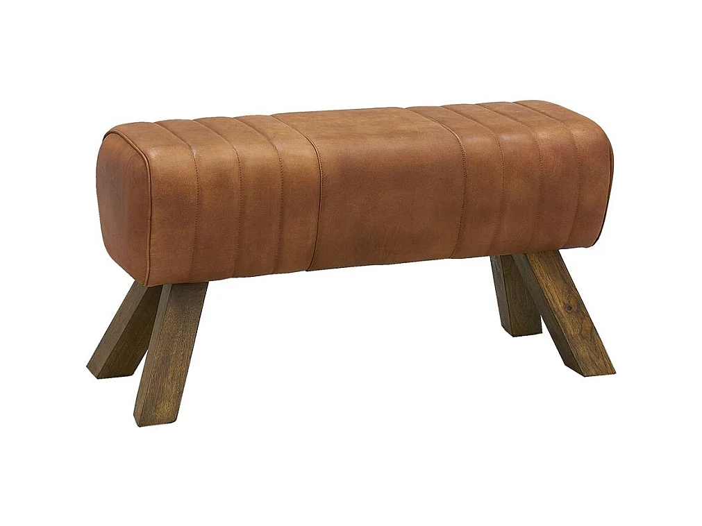 Tabouret en cuir et bois