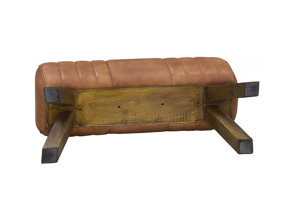 Tabouret en cuir et bois