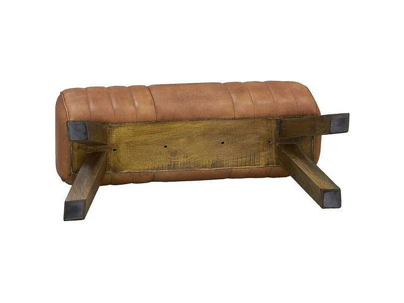 Tabouret en cuir et bois