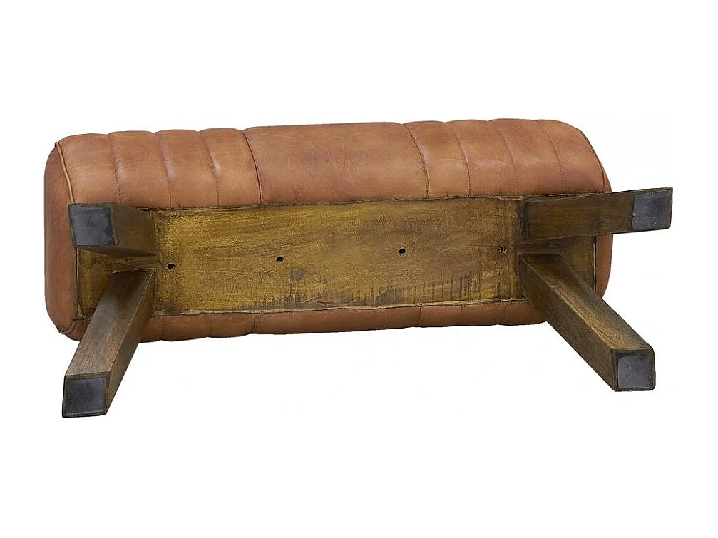 Tabouret en cuir et bois