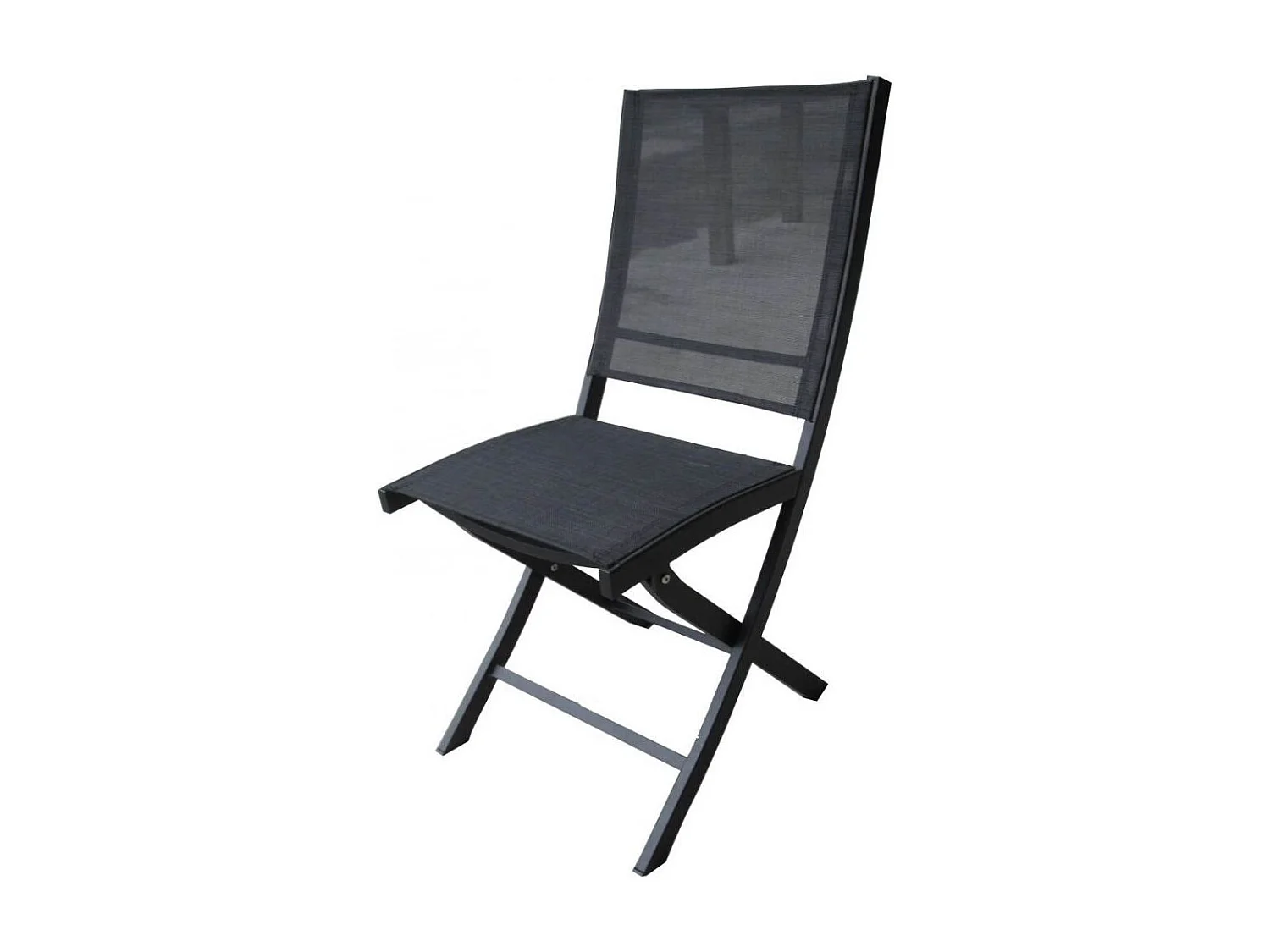 Ensemble BALITECK 6/10p en aluminium noir et plateau en Teck avec 6 fauteuils et 4 chaises pliantes en aluminium et textilène
