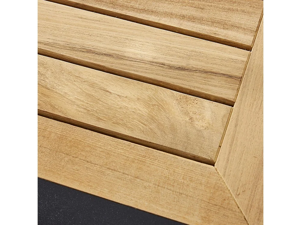 Ensemble BALITECK 6/10p en aluminium noir, plateau en Teck avec 6 fauteuils