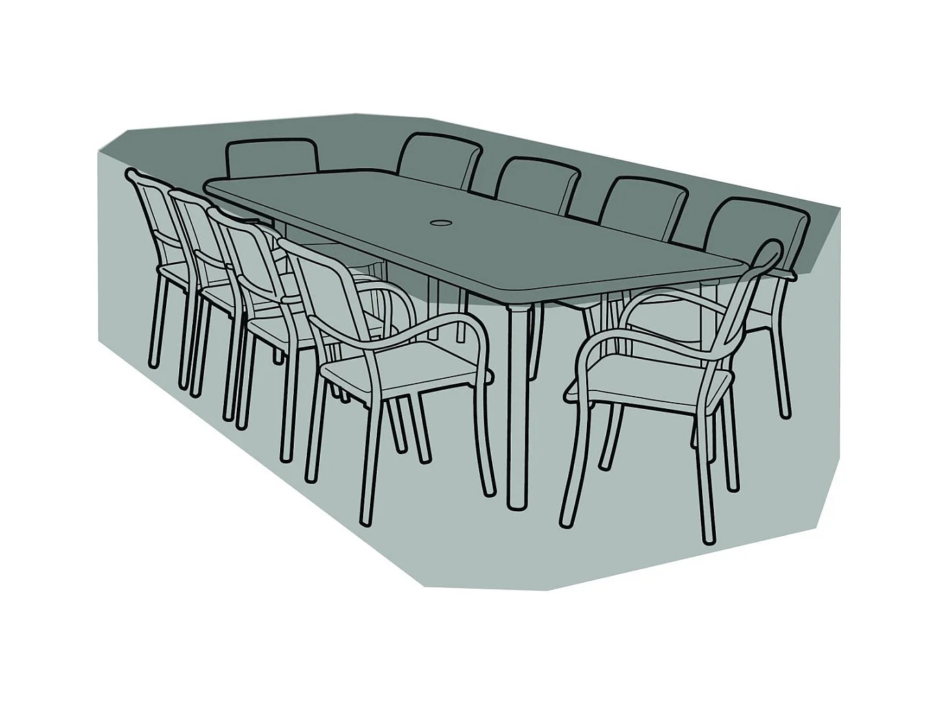 Housse de protection salon de jardin rectangulaire 10 places